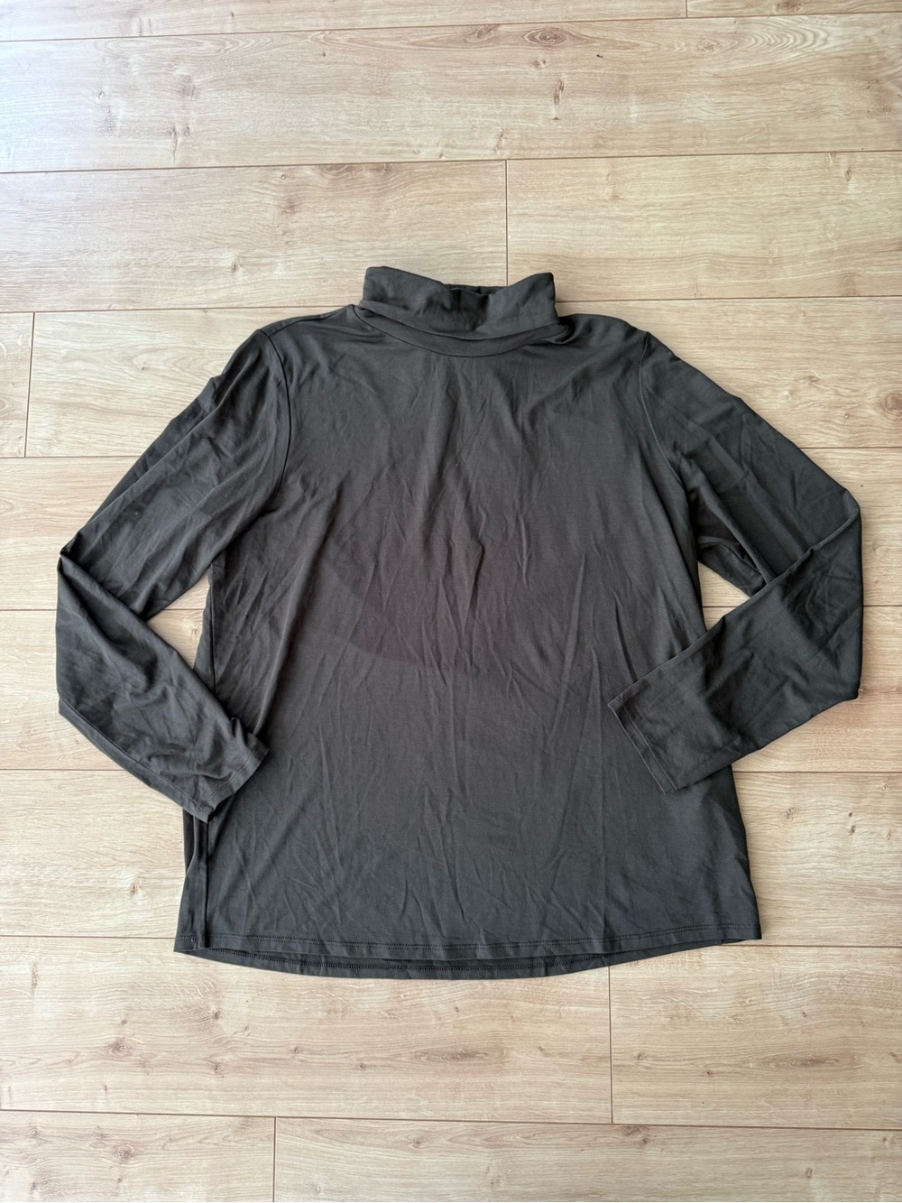 Eileen Fisher Tencel Lyocell Turtleneck Top Brown Olive XL Minimalist